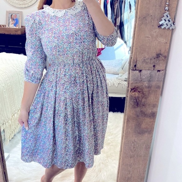 Vintage pastel floral dress size 8 - Picture 1 of 9